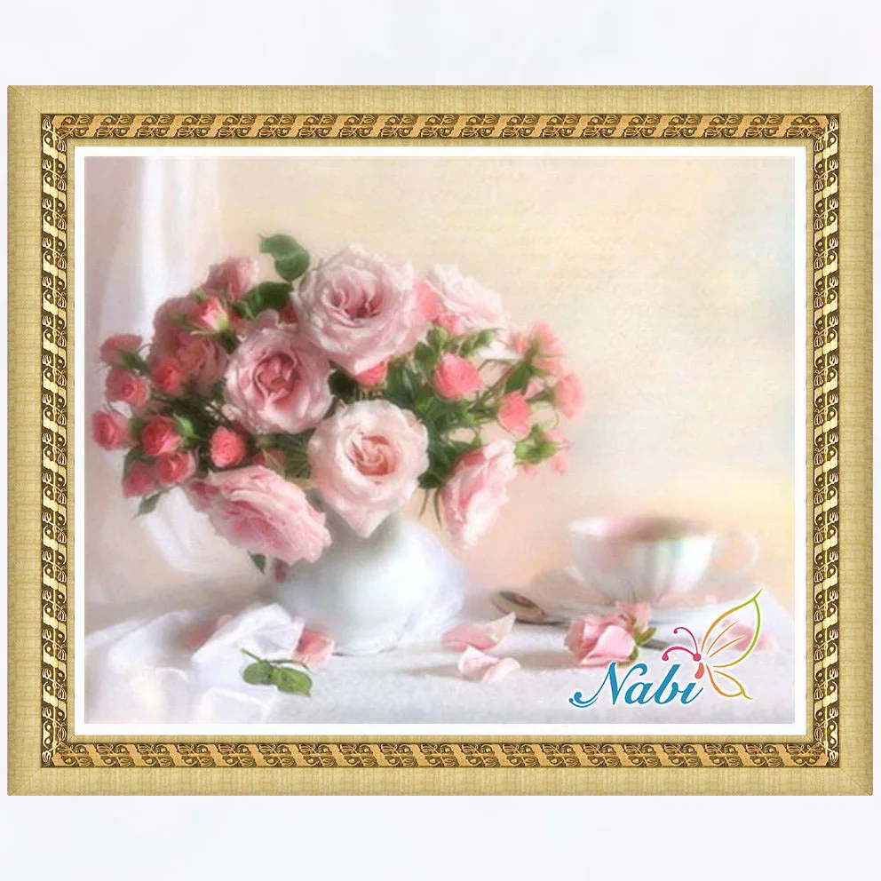 

Vase flower photo beads pictures 2675R - Round Diamond embroidery cross stitch diamond mosaic painting
