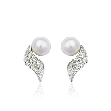 

Simple pearl earrings wholesale and retail Austria crystal,charming earrings for women