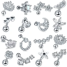 1Pc New Arrival Surgical Steel Tragus Earrings Cartilage Piercing Oreja Ear Stud Helix Moon Heart Earrings Piercing Sexy Jewelry