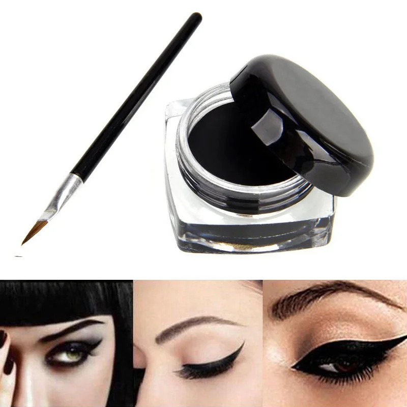 

1PC Waterproof Gel Eyeliner Mini Eyeliner Gel Cream With Brush Makeup Cosmetic Black Waterproof Eye Liner Hot Sale