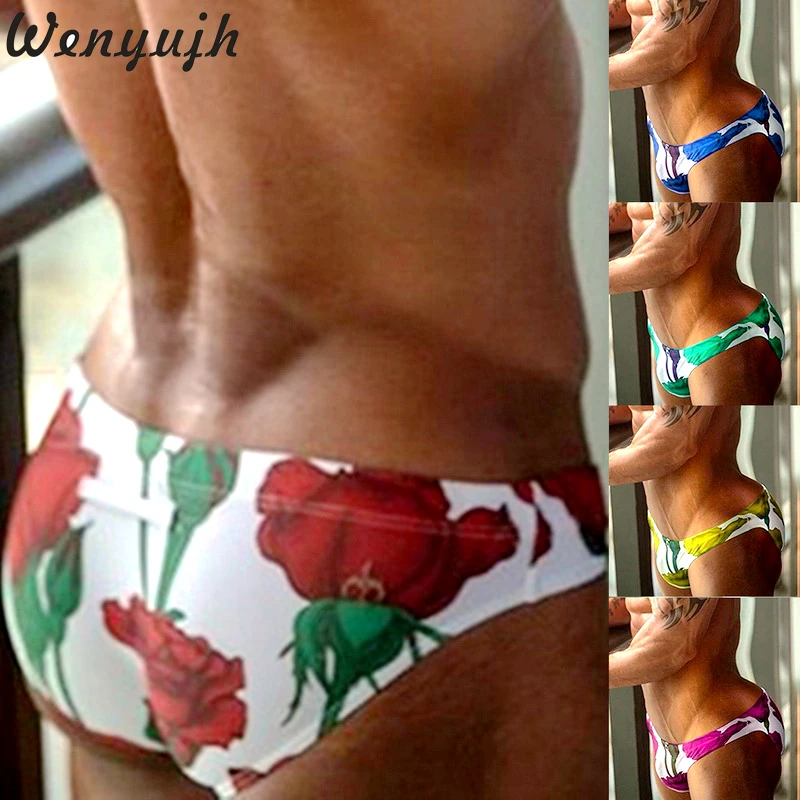 

Wenyujh Men Swimsuit Swimming Briefs Trunks Bathing Waterproof Swimwear Male Print Quick Dry Plus Size Board Shorts