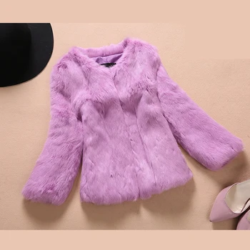 

Whole skin natural rabbit fur coats women plus size S - 6XL real leather fur jackets genuine fur overcoat 2018 autumn winter
