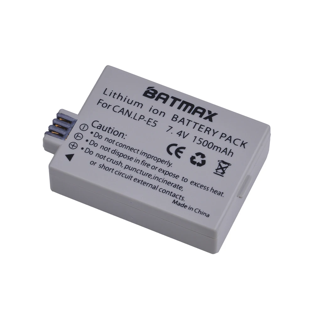 Аккумулятор Batmax для Canon EOS 450D 500D 1000D Kiss X3 F Rebel Xsi 1 шт. 1500 мА · ч аккумулятор LPE5 LP E5 |