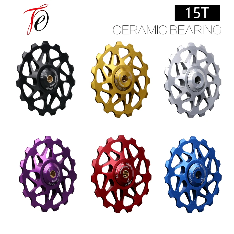 15 طن الدراجة الخلفية derailleur البكرة الطريق دراجة mtb بكرة المهمل السيراميك تحمل 7005 سبائك الألومنيوم عجلة الدراجات أجزاء الموصل