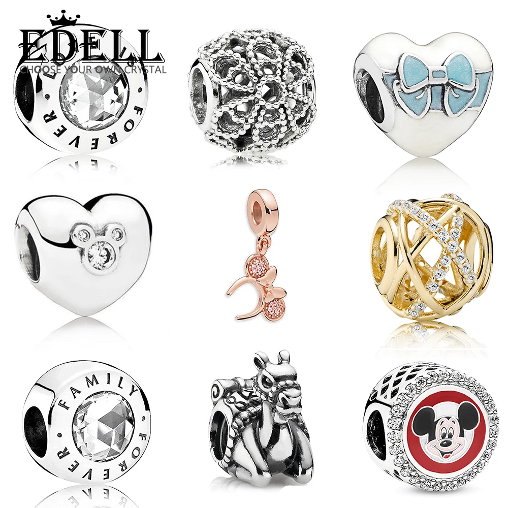 

EDELL 100% 925 Sterling Silver Limited Galaxy Openwork Charm Rose Headband Pendant Camel Park Club Charm Family Forever Charm