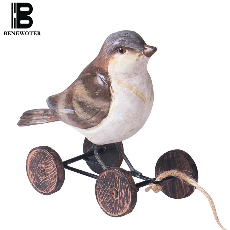 

Pastoral Style Natural Resin Jungle Bird Home Flower Pot Vintage Ornament Crafts Office Desktop Decor Sent Friends Figurines