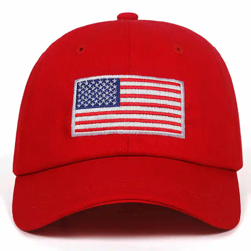 Высокое качество унисекс хлопок бейсбольная кепка флаг вышивка Snapback модные спортивные шапки для мужчин и женщин кепки s - Цвет: Красный