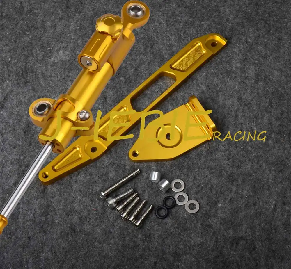 gold Амортизатор рулевого механизма cnc стабилизатор и золотой кронштейн крепления для Yamaha XJR1300 2002- 2003 2005 2009 2010 2011 2013 - Цвет: gold