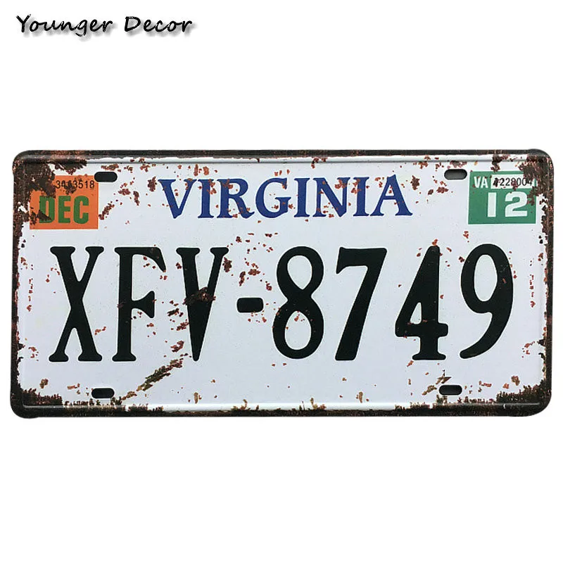 Американские штаты Арканзас Вирджиния номер автомобиля номерной знак Висконсин Луизиана железная роспись Настенная Наклейка металл ремесло YA006