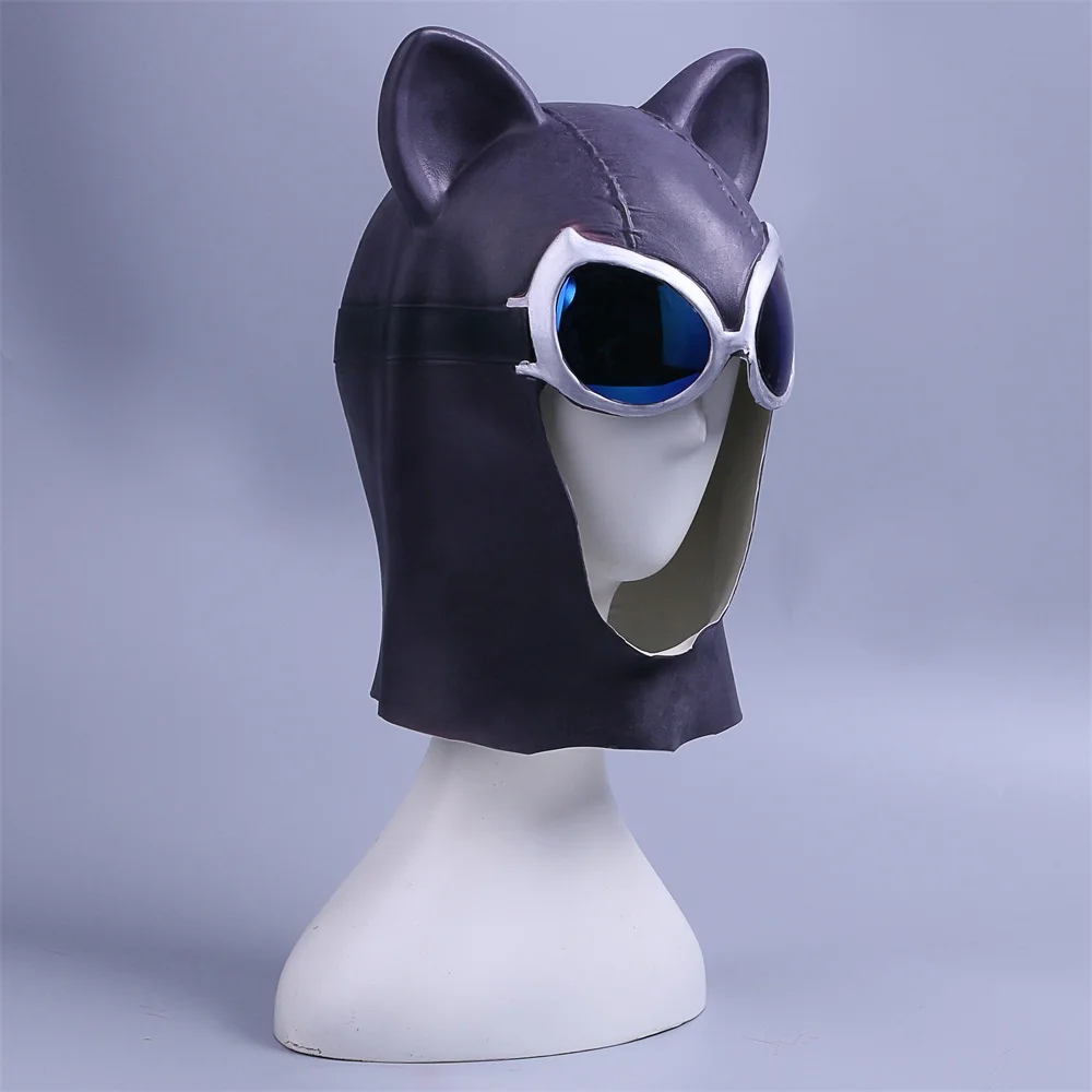 Halloween Black Catwoman Mask Cat Mask Batman Half Face Superhero Latex Mask 9