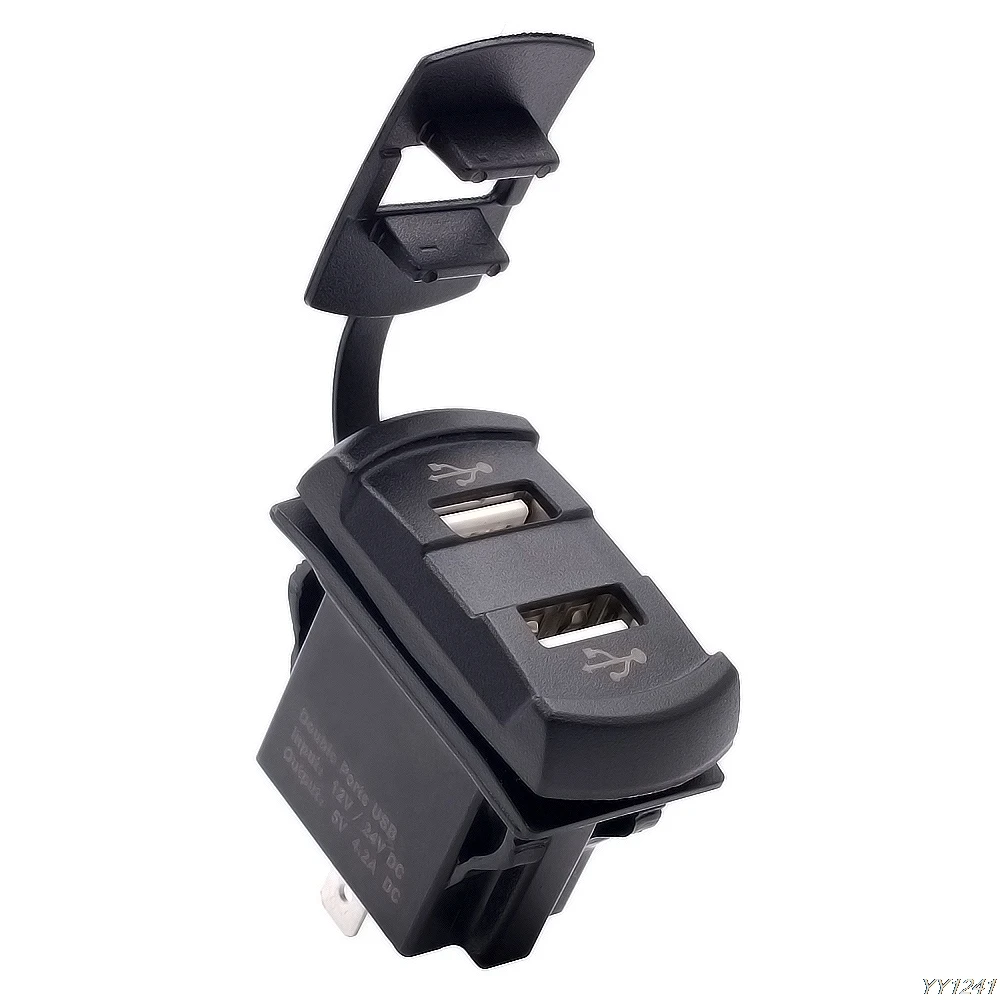 Двойной 12 В USB автомобиль Лодка розетка кулисный переключатель панель с Вольтметр для напряжения синий/красный интерьер Авто электроника