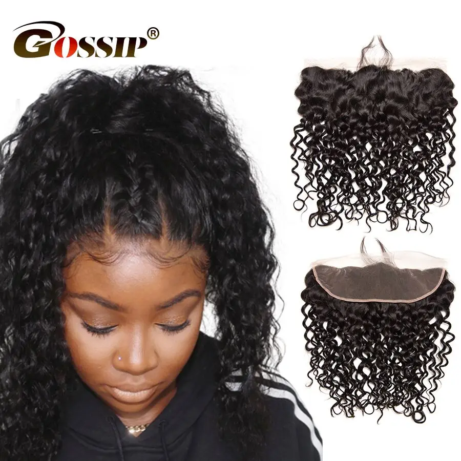

Gossip Hair Water Wave Pre Plucked Frontal 100% Human Hair Closure Brazilian Water Wave 13*4" Lace Frontal Closure Remy Hair