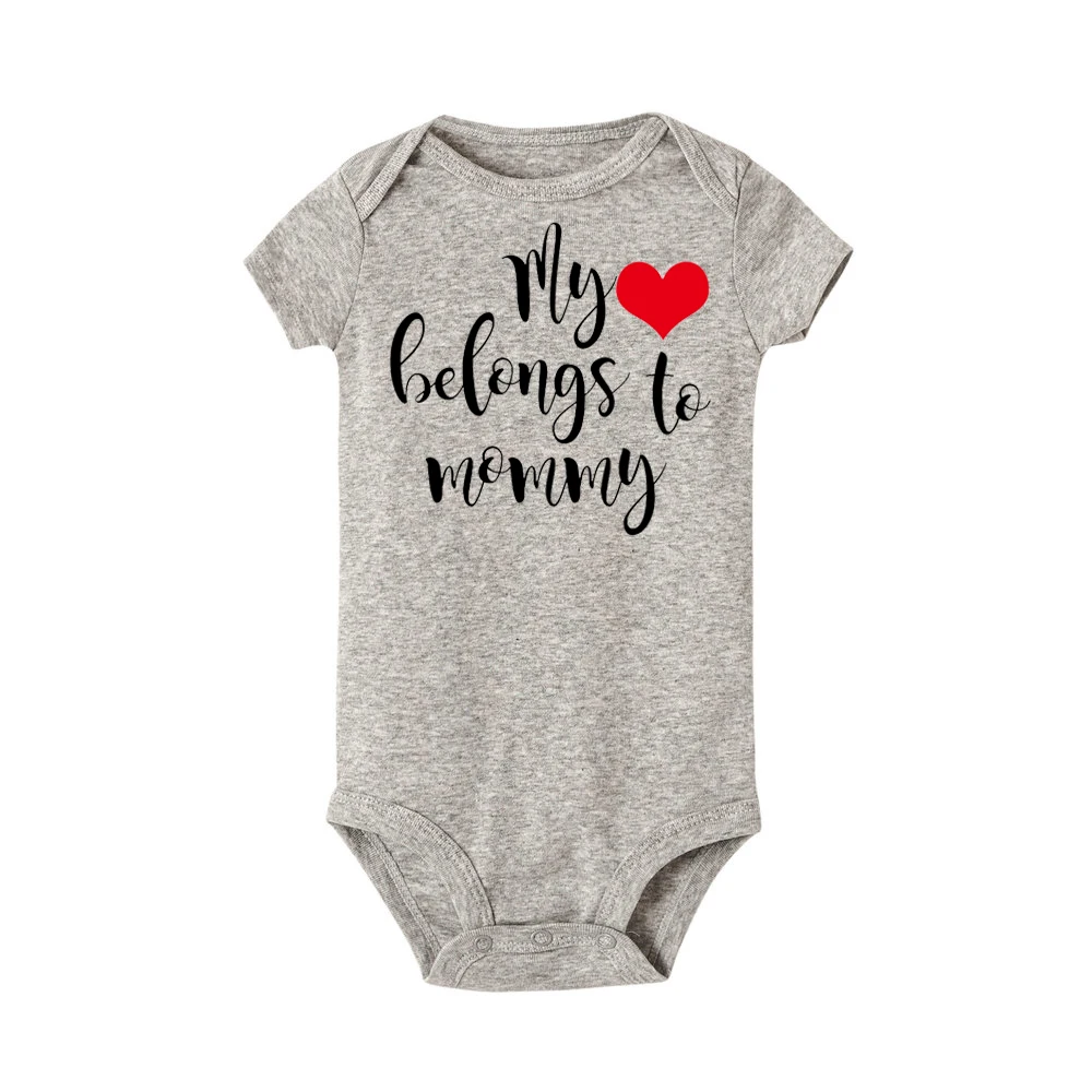 قلبي تنتمي إلى الأم الوليد الرضع طفل رضيع فتاة قصيرة الأكمام إلكتروني طباعة رومبير بذلة وتتسابق ملابس كاجوال 0- 24 M