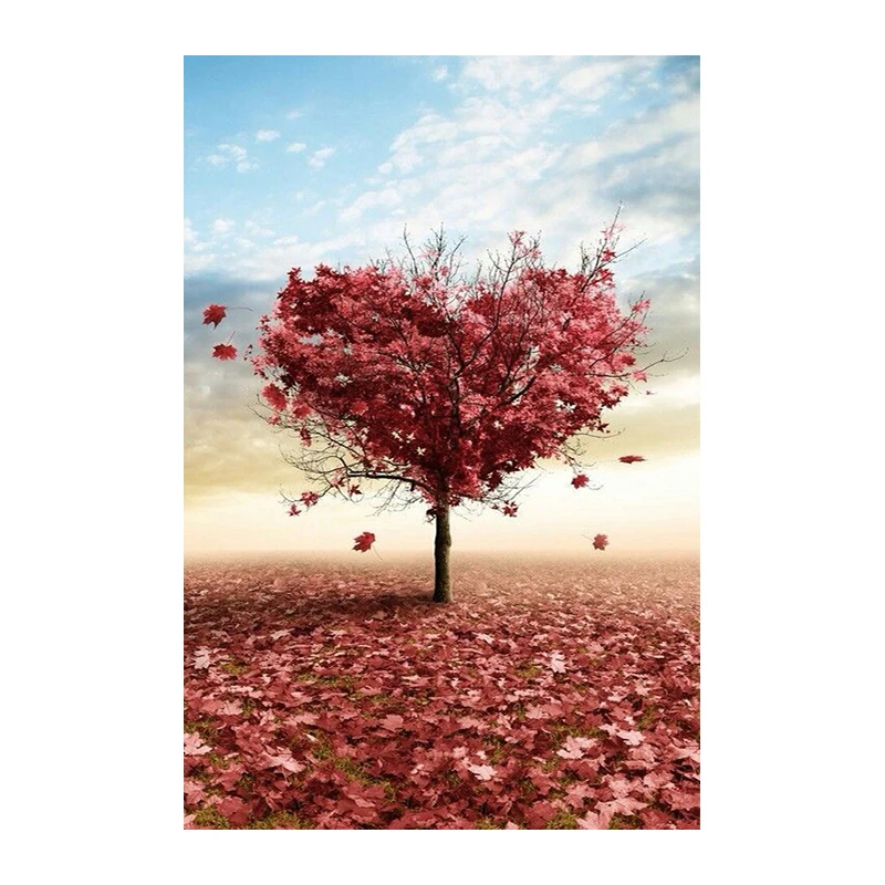 New DIY scenery 5D heart-shaped tree diamond painting pink cross-stitch embroidery pattern rhinestone mosaic WHH