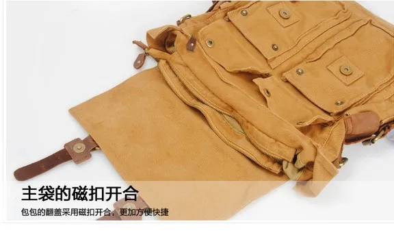 Для мужчин Винтаж полотно итальянского Военная Униформа Crazy Horse кожи плеча Messager сумка Повседневное большой Размеры для 15 дюймового ноутбука