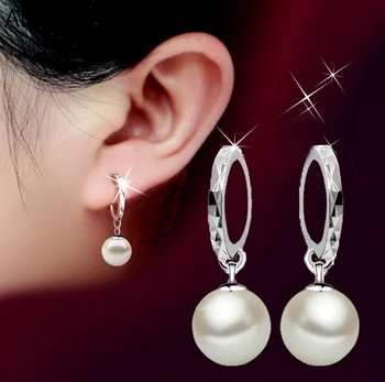 

Classic Fashion 925 Sterling Silver Pearl Drop Earrings For Women brincos S-E27