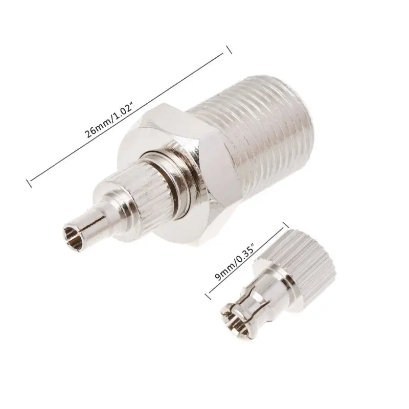 

F Female To TS9 & CRC9 Male Plug Coaxial Adapter RF Connector Nickel Plated