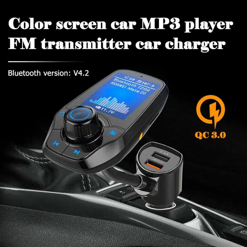 3,5 мм аудио кабель Bluetooth Handsfree Car Kit FM передатчик MP3 музыка радио плеер QC3.0 Dual USB зарядное устройство