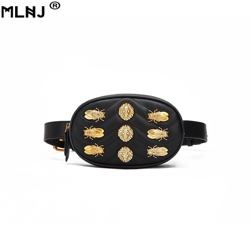 

2019 New Leather Fanny Pack For Women Waist Bag Leather Belt Bag Women Fanny Pack Black Bee Waist Packs Belt