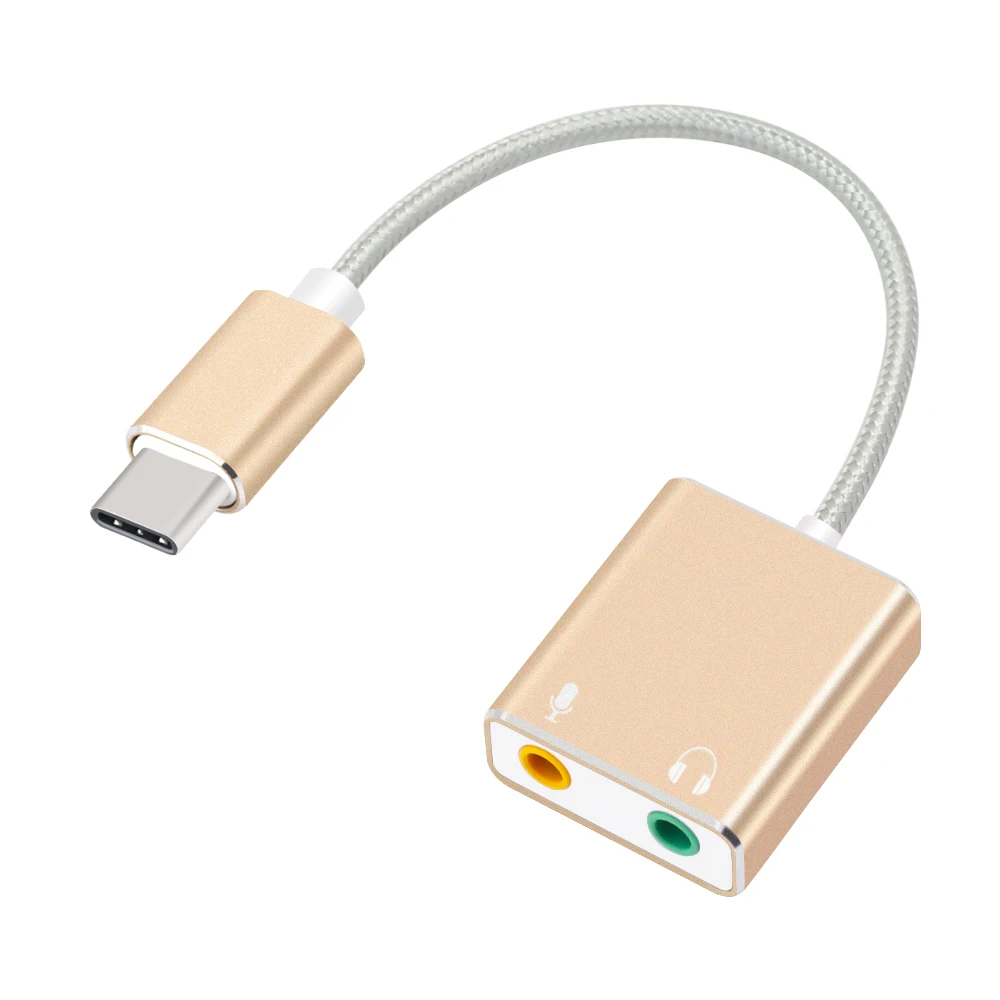 Usb type C type-C внешняя звуковая карта адаптер аудио карта USB-C к разъему 3,5 мм наушники микрофон для ноутбука Macbook Pro - Цвет: Gold