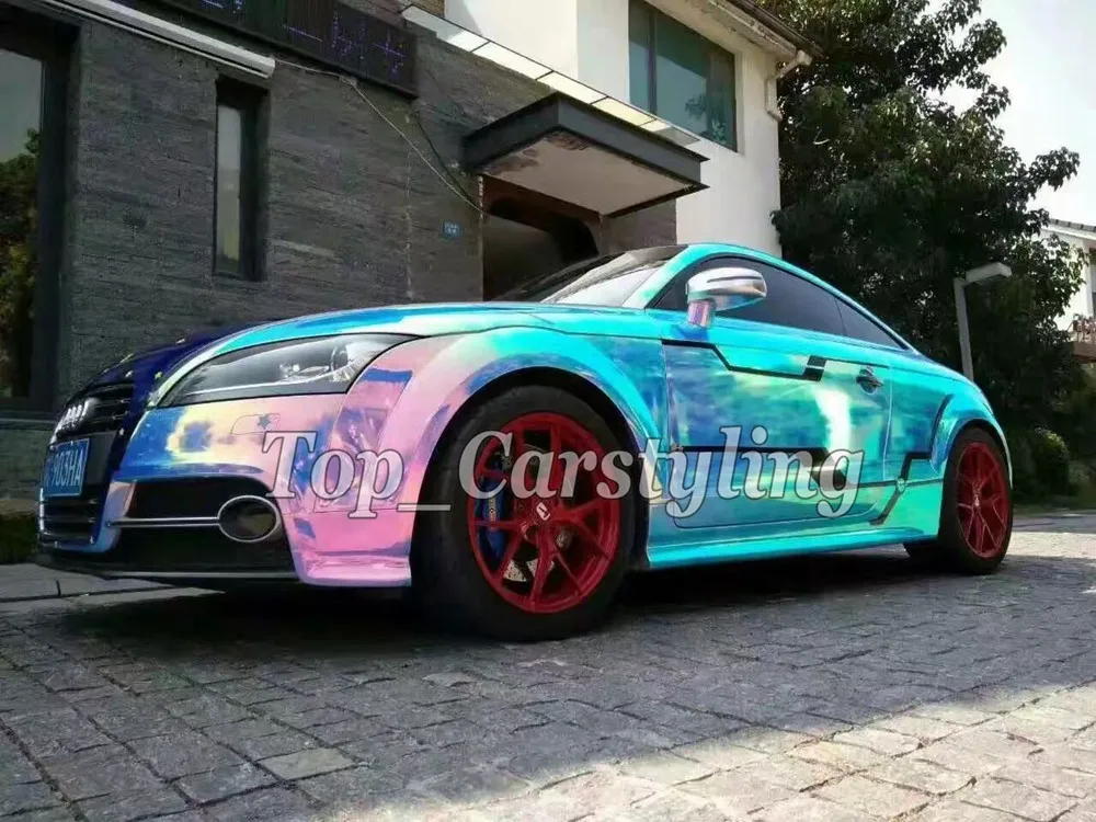 rainbow  chameleon chrome high stretch car wrapping film with air bubble free 3m hexis) (3)