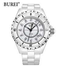 BUREI Nouvelle Montres Femmes Top Marque De Mode Femme Casual Horloge Blanc Saphir Lentille Calendrier Étanche Montres Vente Chaude