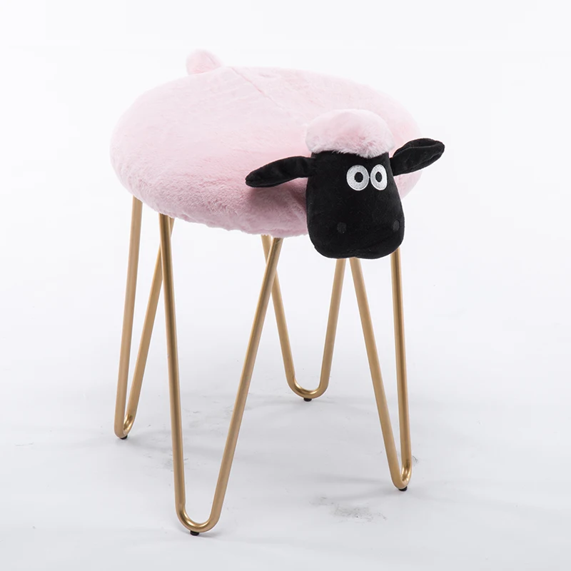 Новая креативная розовая форма овец, железная Косметическая одежда, настольный табурет для туалетного столика, с коротким сидением, овечья шерсть, кашемир - Цвет: based on photo3