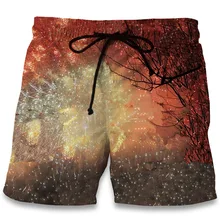 Летние мужские пляжные шорты фейерверк печати Свободный шнурок Фитнес Брюки Модные мужские Бермуды пляжные шорты плюс размер 6XL