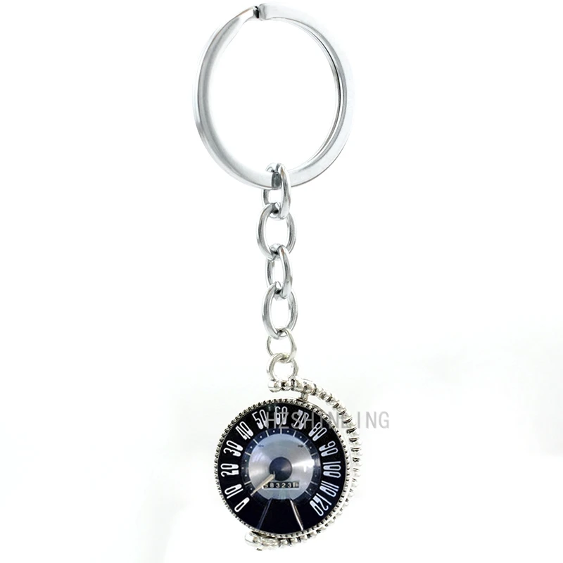 

Vintage Car Speedtest keychain cool rotatable double sides Car velocity car gear shift driving key chain ring drivers gift T145