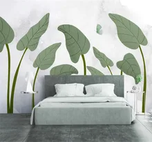 Custom 3d wallpaper Hand painted tropical plants fresh Nordic living room bedroom wall - high-grade waterproof material Custom 3d wallpaper Hand painted tropical plants fresh Nordic living room bedroom wall - high-grade waterproof material