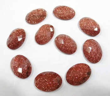 

30pcs natural gold sand stone agates crystal beads Oval CABOCHON cut faceted beads for DIY jewelry making accessories 13x18mm
