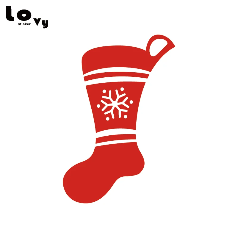 Snowflake Christmas Stocking Vinyl Wall Sticker Cartoon Xmas Stockings Home Decor Wa0586 Wall Stickers Aliexpress