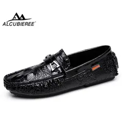 ALCUBIEREE/модные мокасины из лакированной кожи, обувь для вождения, Весенняя легкая дышащая обувь без застежки, лоферы с узором «крокодиловая