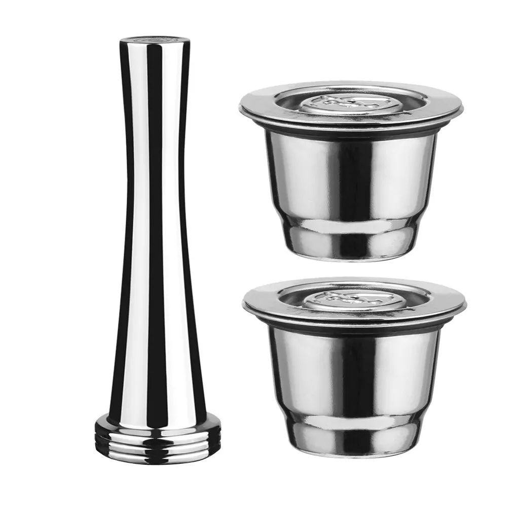 

2pcs/pack Refillable Reusable Coffee Capsule Filter With Plastic Spoon&Brush for Nespresso Coffee Makes Machine 5.24