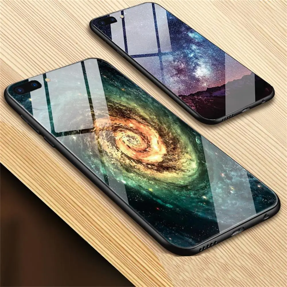 Funda para teléfono de vidrio TOMKAS para iPhone X 7 8 10 6 s XS Star Space funda para iPhone 8 7 6 6 s Plus X funda de lujo funda de silicona 6