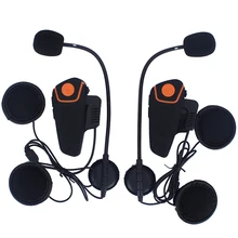 2 шт. FM Мотоцикл Домофон BT A2DP Bluetooth для Беспроводной Водонепроницаемый Домофон Шлем Гарнитура Наушники Новый BT-S2