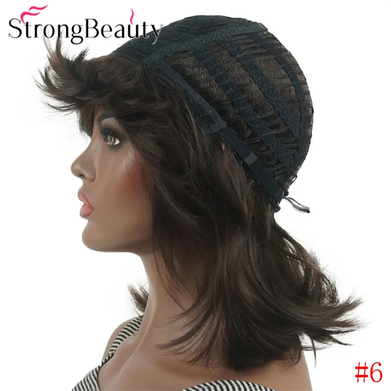 StrongBeauty прямые синтетические парики средней длины волос с аккуратной челкой женщин парик много цветов