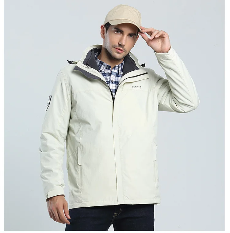 Для мужчин осень-зима Спорт на открытом воздухе ветрозащитная теплая Толстая куртка 3 в 1 треккинг Кемпинг куртки для рыбалки Для женщин Водонепроницаемый куртка