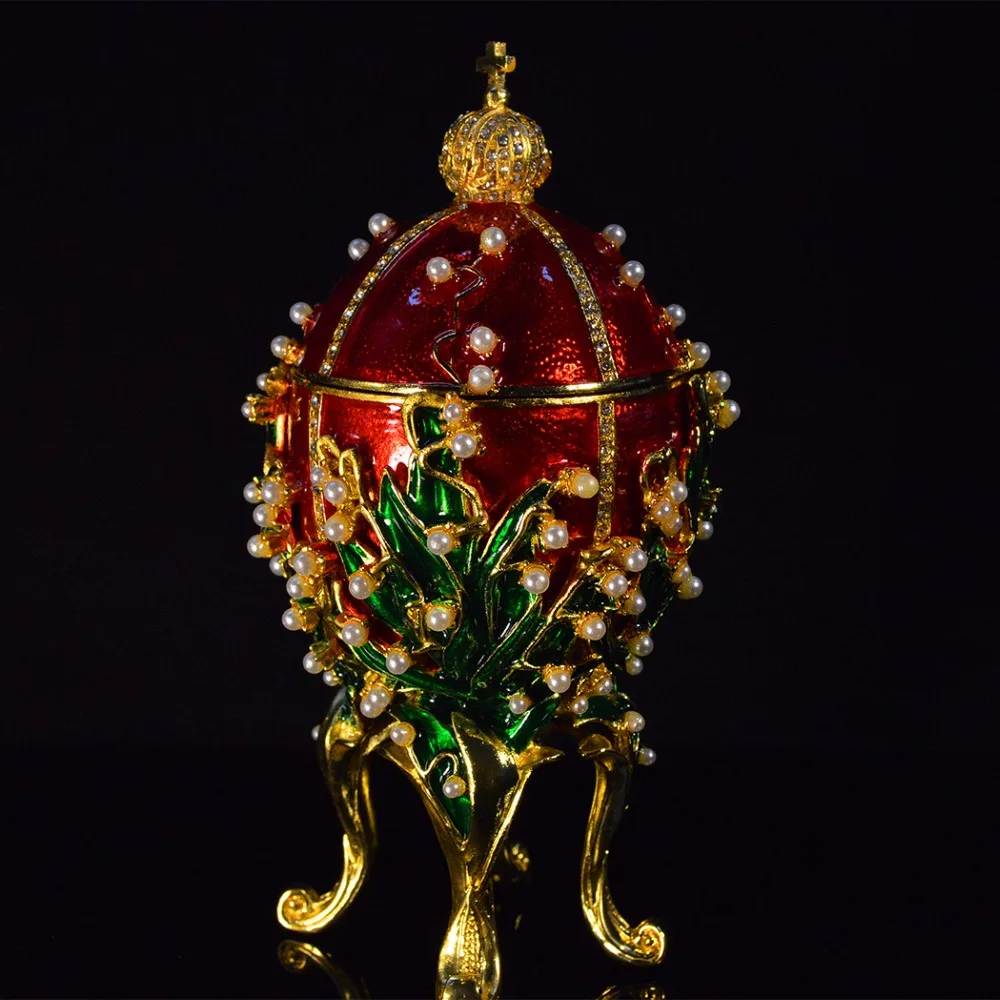 Qifu роскошный ручной работы Металл qifu faberge яйцо жемчужная инкрустация эмаль домашний декор