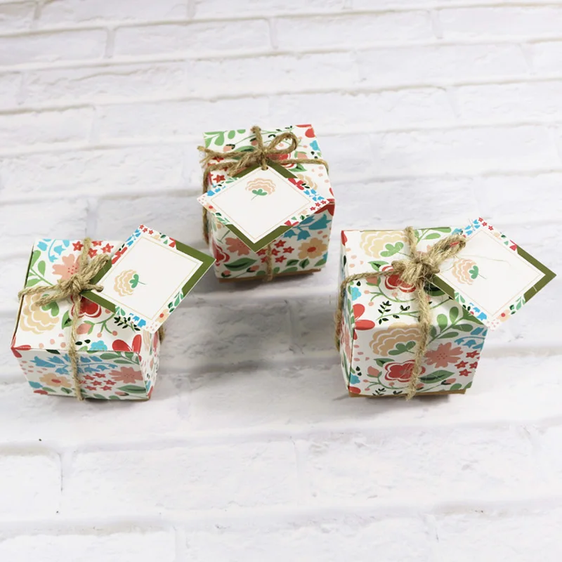 5 шт. мини бумажная коробка DIY свадебный подарок цветок коробка маленькое печенье коробка для конфет упаковка с пеньковой струной вечерние украшения