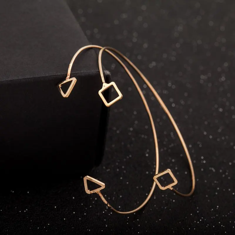 

Fashion Couple Bangle Geometric Shape Bracelet Simple Open Hollow Bracelet Fashion Jewelry