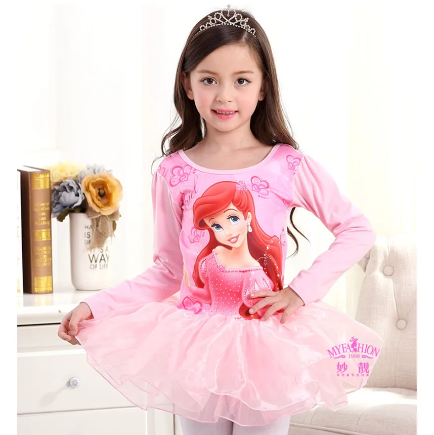 Белоснежка; платье для танцев; балетное платье-пачка с длинными рукавами для девочек - Цвет: as photo