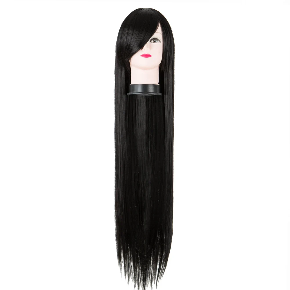 Черный парик Fei-Show синтетический термостойкий 100 см/40 дюймов прямой коричневый блондин бордовый волос костюм Cos-play шиньон