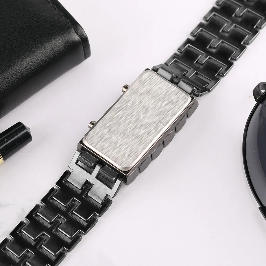 Cool Iron Samurai Japanese-inspired Red LED Digital Watch Men Faceless Design Bracelet Date Wristwatch Sport Relogio Masculino  (14)
