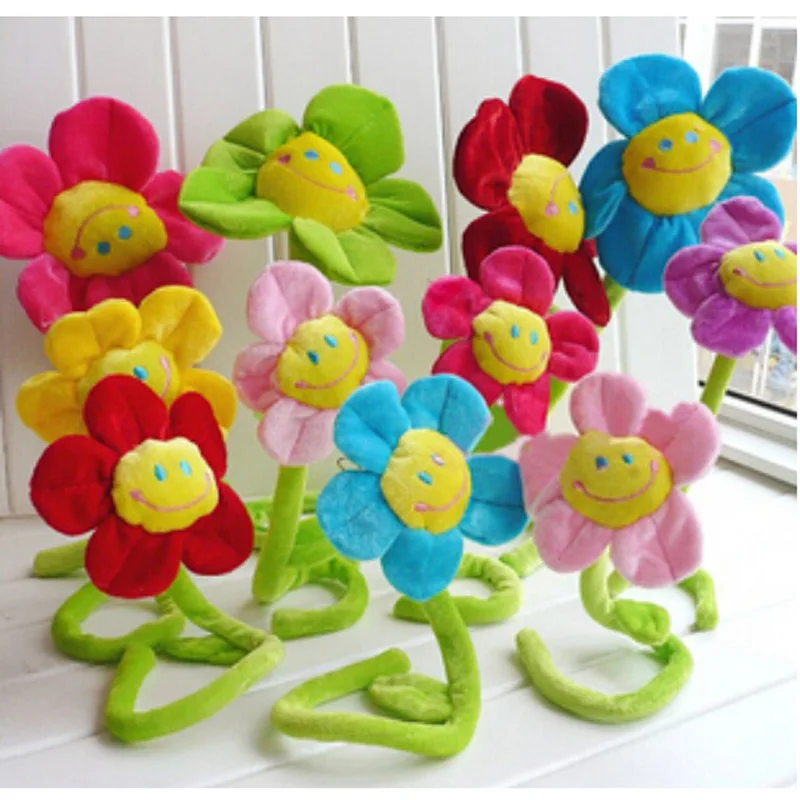 30PCS/LOT Curtain Clasps Clip Buckle Flexible Holder Toys Smile Sunflowers Plush Plants Baby Bed Room Decoration Curtain Buckle
