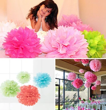 

1pcs 8" (20cm) colorful paper pompoms rose baby decorations DIY paper flowers balls wedding 23 colors available
