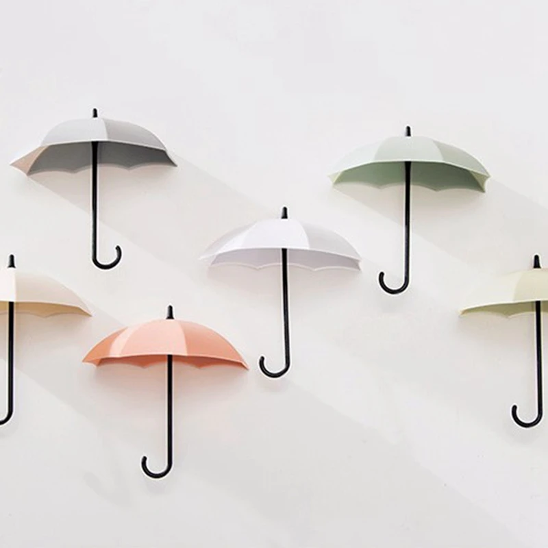 

Nordic 3pcs/set Umbrella Shaped Wall Hooks Cute Umbrella Wall Mount Key Holder Wall Hook Hanger Organizer Durable Key Holders