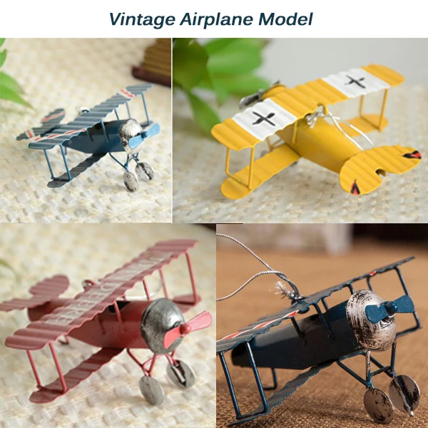 

Wholesale Vintage Metal Plane Model Iron Home Wedding Decoration Retro Glider Biplane Aeromodelo Pendant Airplane Handicraft Toy