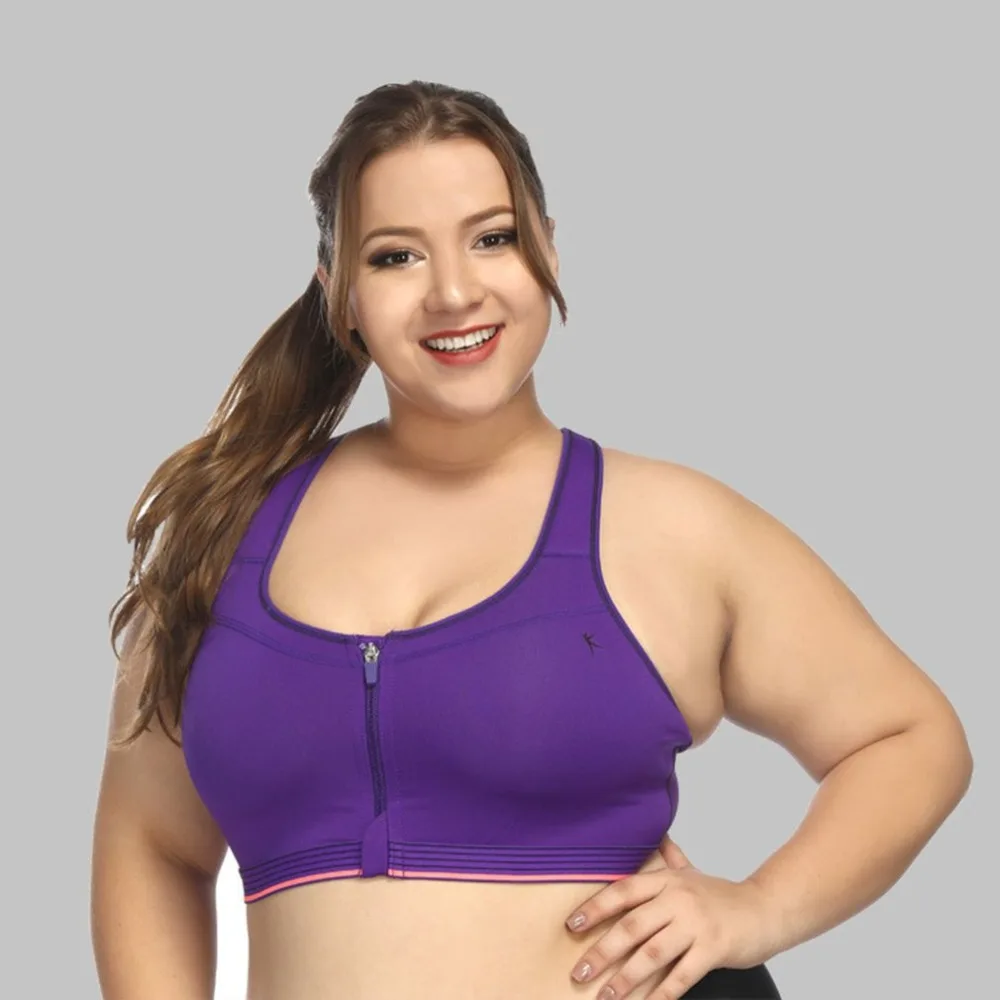 Plus size workout bra women zipper shockproof sports bra for sports