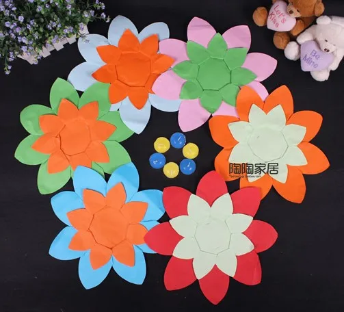 paper flower lotus lantern water floating candle light paper lotus flower floating lantern